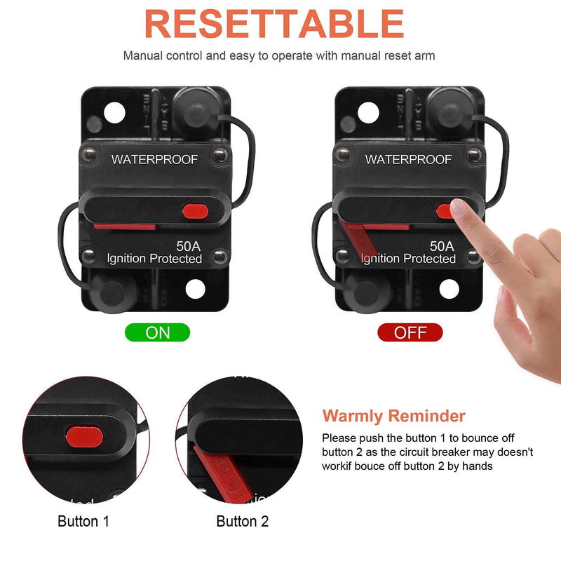 Erayco 100 Amp Circuit Breaker with Manual Reset for Car Marine Trolling Motors Boat ATV Manual Power Protect for Audio System Fuse, 12V-48VDC, Waterproof (100A) 100A - NewNest Australia