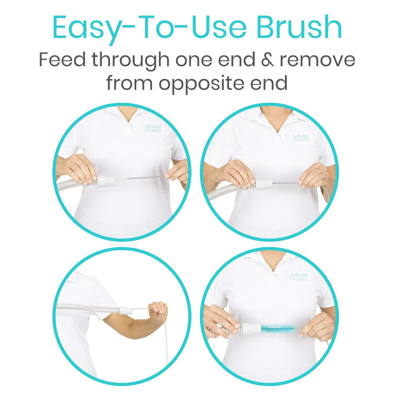 Vive CPAP Tube Cleaning Brush - Stainless Steel Cleaner for Mask and Pipe - Wire Bristle Solution - for 7 Foot Hose and 22 mm Diameter - Portable, Flexible and to Easily Clean Standard Tubing Kit - NewNest Australia