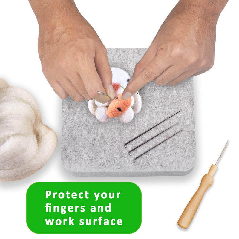 Needle Felting Mat, 100% Natural Wool Needled Felting Pad, 6x6x1 inch Eco-Friendly Felting Block, Thick and Firm (6"x6") 6"x6" - NewNest Australia