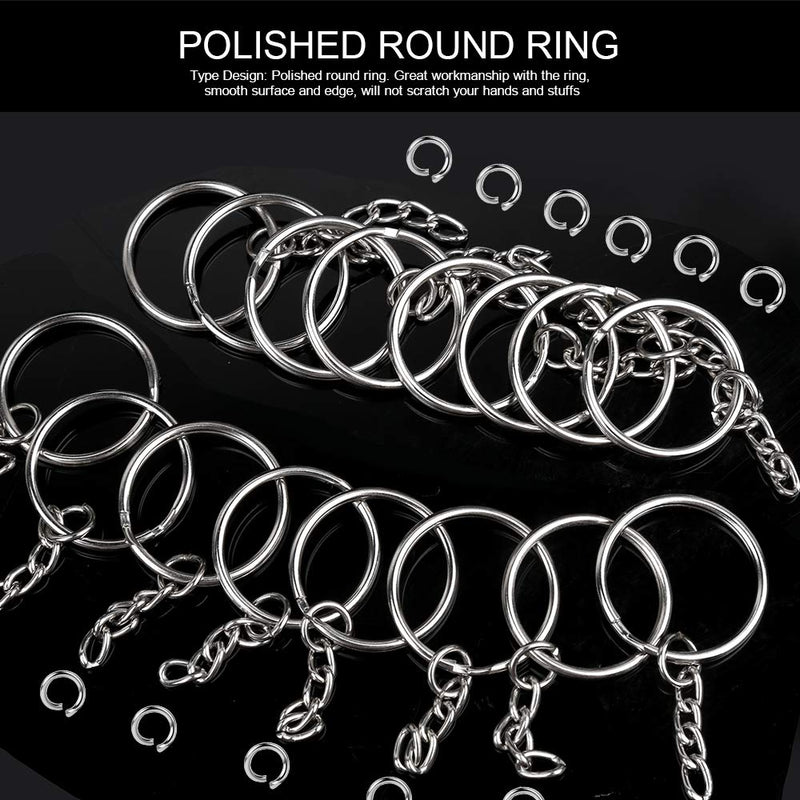 Teenitor Metal Split Keychain Ring Parts for Arts and Craft- 60 Key Chains 25mm with 26mm chains and 60pcs Open Jump Ring for Craft Key Ring - NewNest Australia