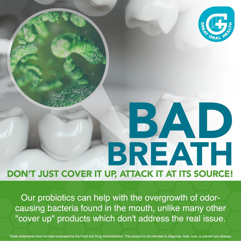 Great Oral Health Oral Probiotics - Attack Bad Breath, Gum Disease and Build Strong Oral Health- All Natural CHEWABLE Probiotics (2 Pack, Mint Flavor) 2 Pack - NewNest Australia