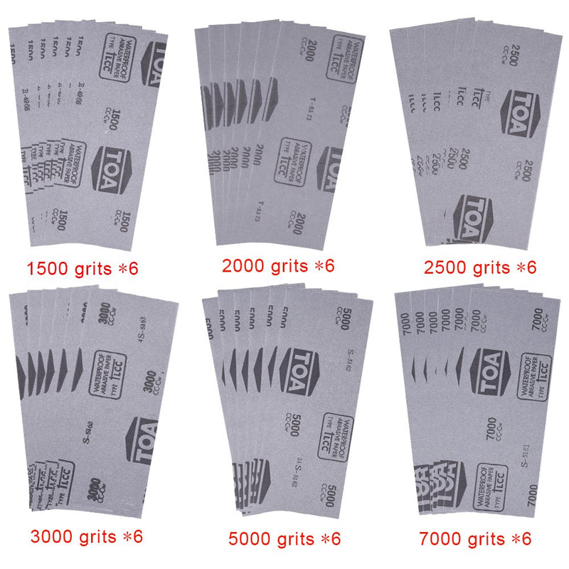 AUSTOR 36 Pieces Sandpaper 1500 2000 2500 3000 5000 7000 High Grit Wet and Dry Sandpaper Assortment 9 x 3.6 Inches Abrasive Paper - NewNest Australia