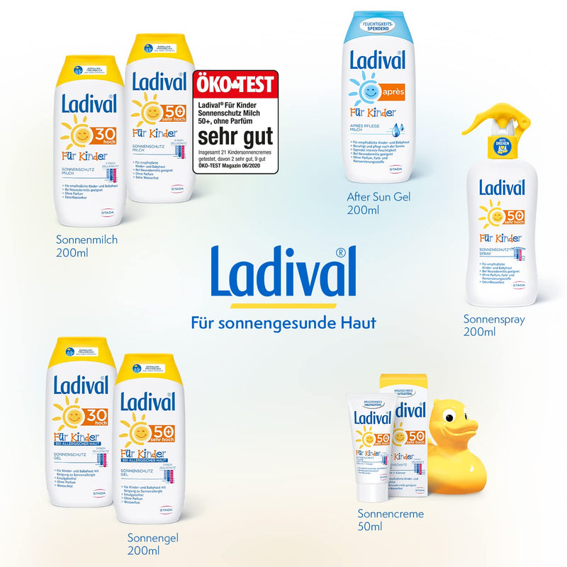 Ladival children's sun milk SPF 50+ - perfume-free sun protection lotion for children - without dyes and preservatives - waterproof - 1 x 200 ml milk SPF 50+ - NewNest Australia