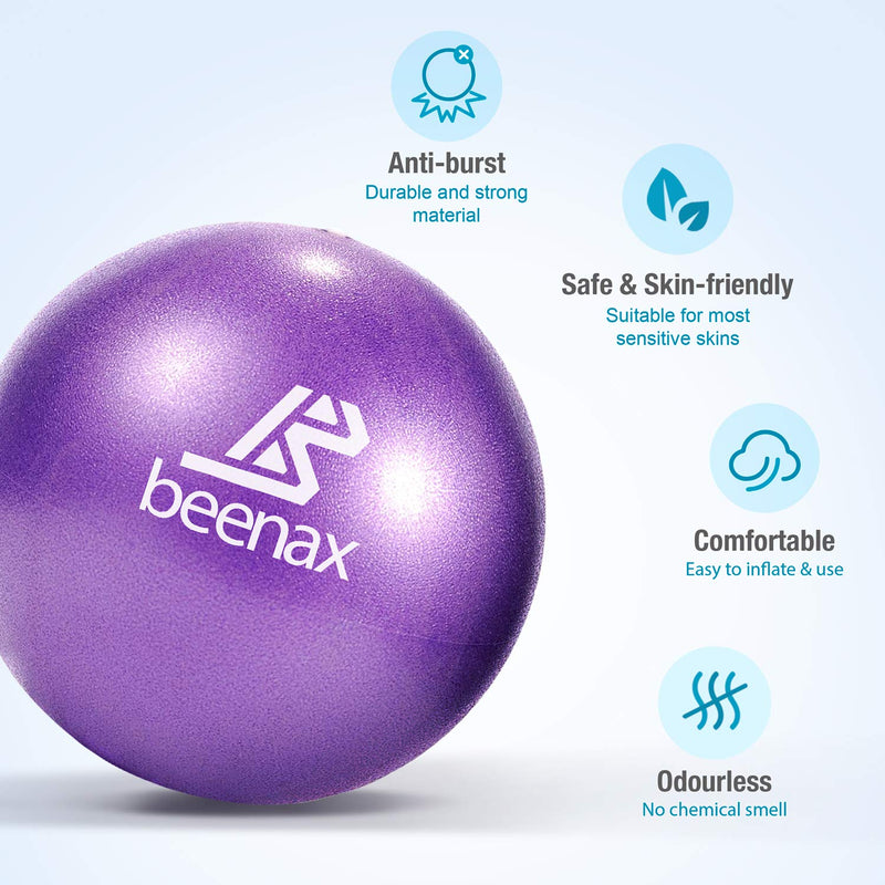 beenax 23cm Soft Pilates Ball - 9 Inch Exercise Ball, Mini Barre Ball, Gym Ball - Perfect for Yoga, Pilates, Core Training, Physical Therapy and Balance (Home & Gym & Office) Purple - NewNest Australia
