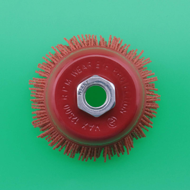 2 Pcs 75mm/3 Inch Nylon Filament Abrasive Wire Cup Brush Steel Internal Thread M14x2 Red for Metal Polishing Cleaning Grinder Rust Removal - NewNest Australia