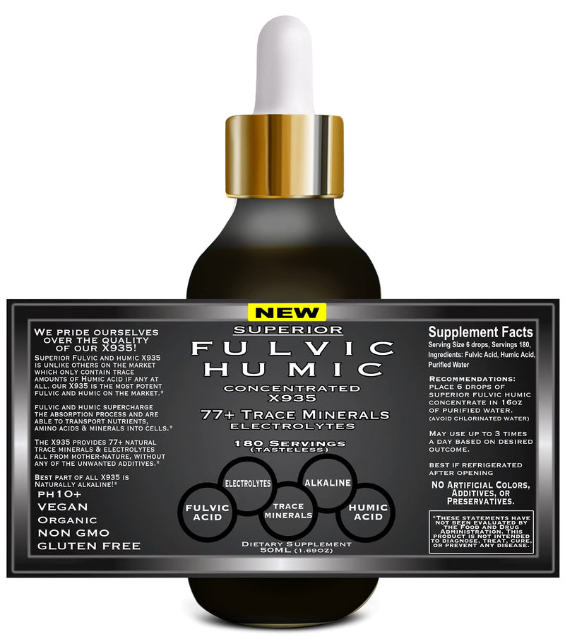 Fulvic Acid and Humic Acid Trace Mineral Drops 6 Month Supply, Electrolyte Energy Boost. All Natural Organic Plant Derived Blend of Ionic Trace Minerals from Fulvic and Humic Acid Similar to Shilajit - NewNest Australia