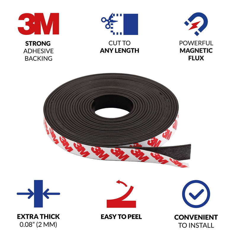 Magnetic Tape, 15 Feet Magnet Tape Roll (1/2'' Wide x 15 ft Long), with 3M Strong Adhesive Backing. Perfect for DIY, Art Projects, whiteboards & Fridge Organization - NewNest Australia