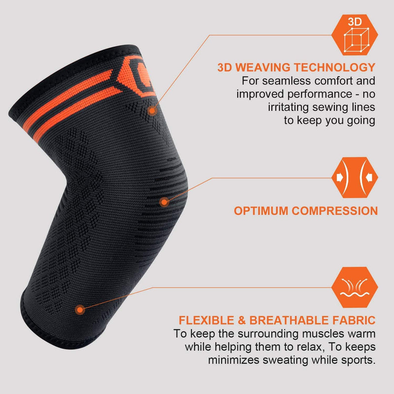 CAMBIVO Elbow Support Brace for Men & Women 2 Pack, Tennis Elbow Support Strap & Anti-slip Elbow Sleeves for Weightlifting, Arm Support, Golfers Elbow, Tennis Elbow, Tendonitis XS Orange Pair - NewNest Australia