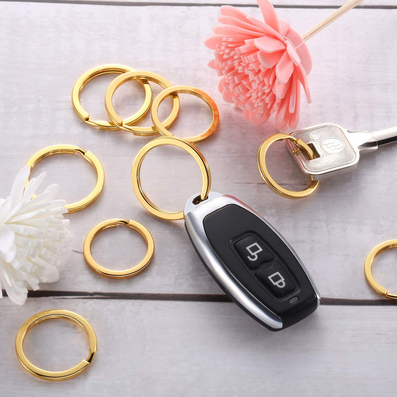 Round Flat Key Chain Rings Metal Split Ring for Home Car Keys Organization, 30 Pieces (Gold, 1 Inch, 1.1 Inch and 1.2 Inch) Gold - NewNest Australia