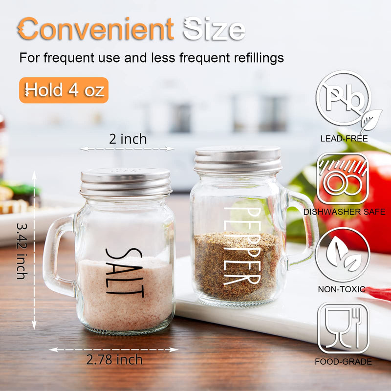 Clear Glass Salt and Pepper Shakers Set, ZOSUJO 4 oz Cute Salt Pepper Shaker, Modern Farmhouse Kitchen Decor for Home Restaurants Wedding, Transparent Shaker Sets with Stainless Steel Lids Clear - NewNest Australia