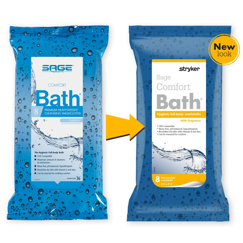 Comfort Bath® Cleansing Washcloths - 1 Package, 8 Cloths - No Rinse Bathing Wipes, Ultra-Soft and Thick Heavyweight Cloth, Light Fragrance - NewNest Australia
