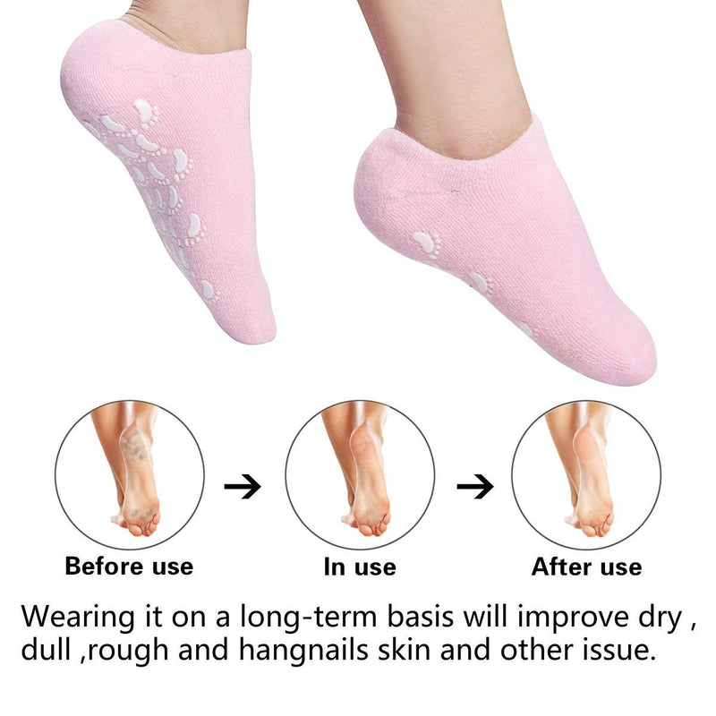 Moisturizing Gel Socks, Ultra-Soft Moisturizing Socks with Spa Quality Gel for Moisturizing Vitamin E and Oil Infused, Gel Socks Helps Repair Dry Cracked Skins and Softens Feet (2 Pair Blue & Pink) - NewNest Australia