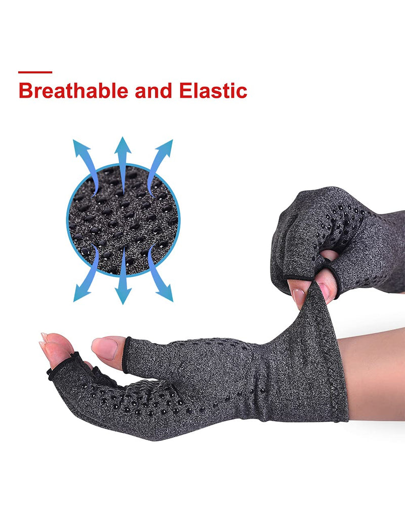 2 Pairs Arthritis Compression Gloves Warm Fingerless Non Slip Hand Gloves for Men & Women Rheumatoid &Osteoarthritis Provide Arthritic Joint Pain Symptom Relief（S） Black Non Slip S - NewNest Australia