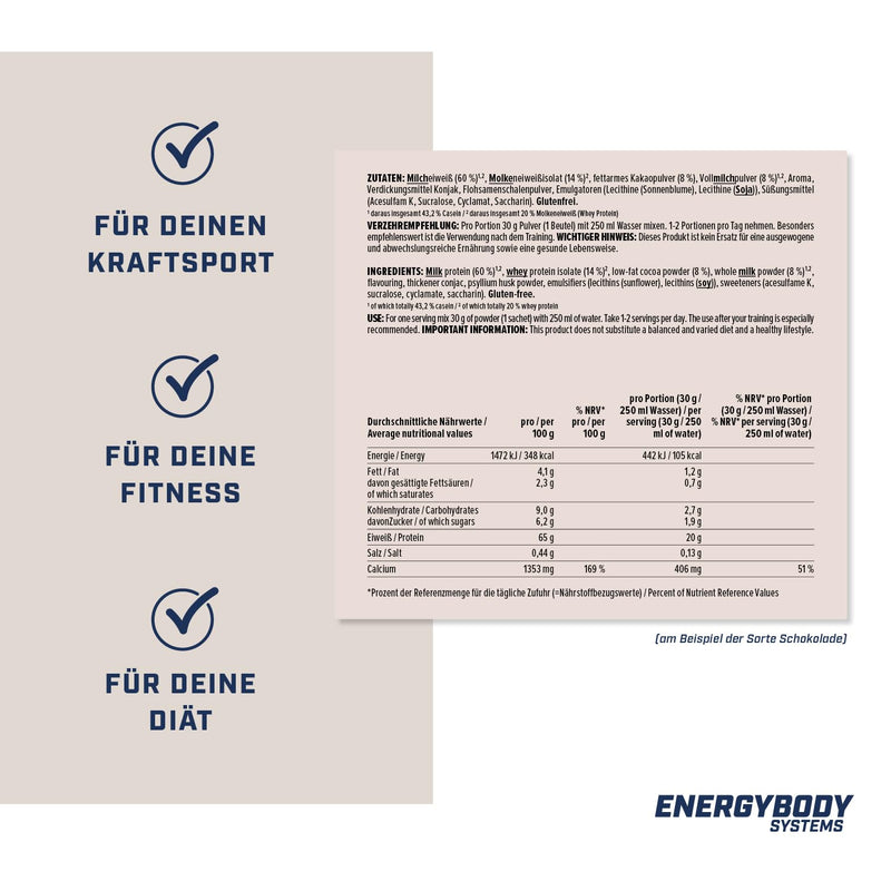 Energybody Mega Protein H2O Protein Powder Sample Pack - 5 X 30 G - Protein Powder Optimized For Water As Whey Casein Mix/Protein Powder Sample Pack / Protein Powder Sample Set - NewNest Australia