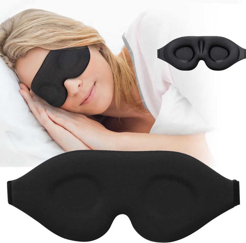 AMAZKER Sleep Eye Mask for Men Women 3D Contoured Cup, Concave Molded, Block Out Light, Molded Soft Comfort Eye Shade with Adjustable Strap for Travel Yoga Nap Upgrade Gently-black - NewNest Australia