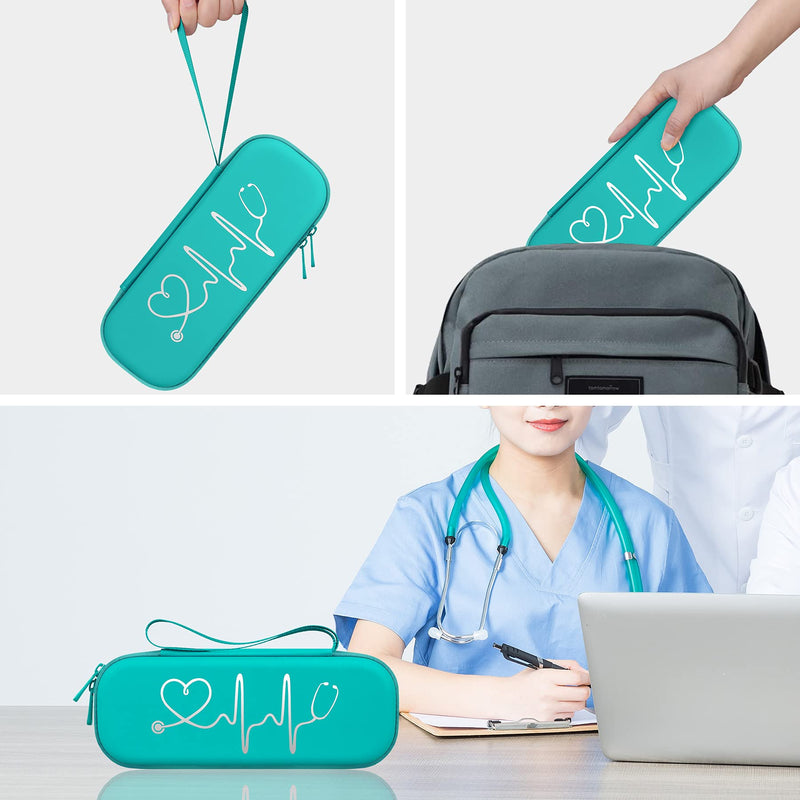 BOVKE Stethoscope Case, Lightweight Slim Stethoscope Holder for 3M Littmann Classic III, Lightweight II S.E, Littmann Cardiology IV, MDF Acoustica Deluxe Stethoscopes, Emerald - NewNest Australia