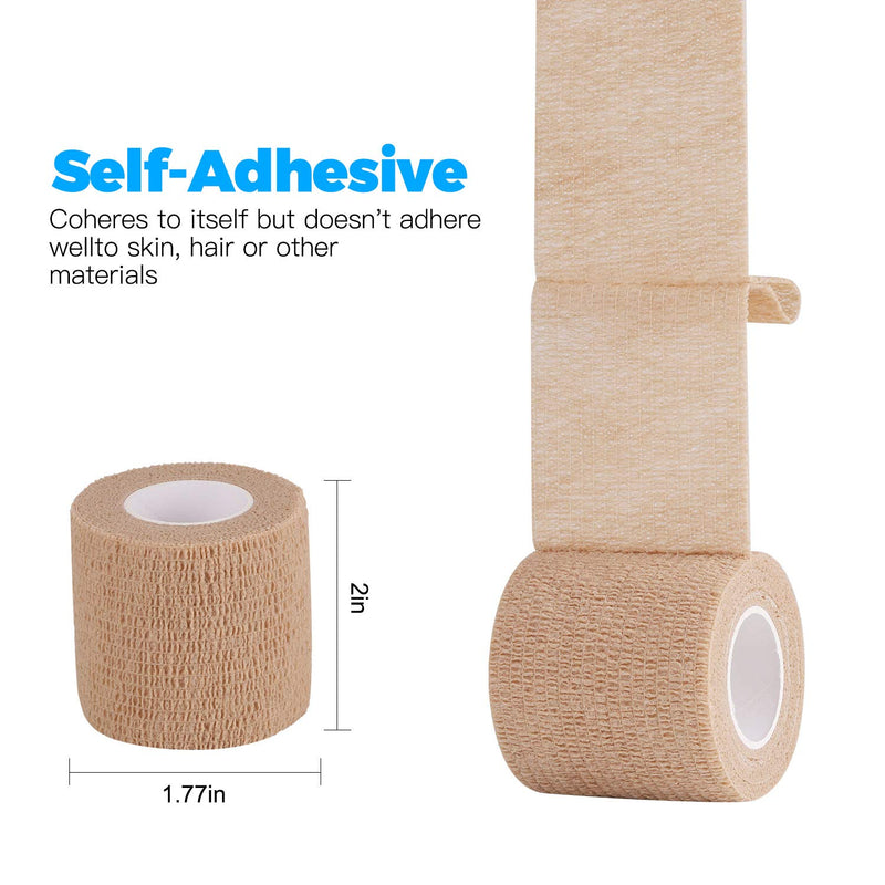 Cohesive Bandage 5 Cm X 4.5 M Self Adhesive Bandage Wrap Breathable Bandage Wrap Athletic Elastic Self Adherent Wrap For Sports Injury, Wrist, Knee, Ankle Sprains And Swelling (8 Pack Beige) - NewNest Australia