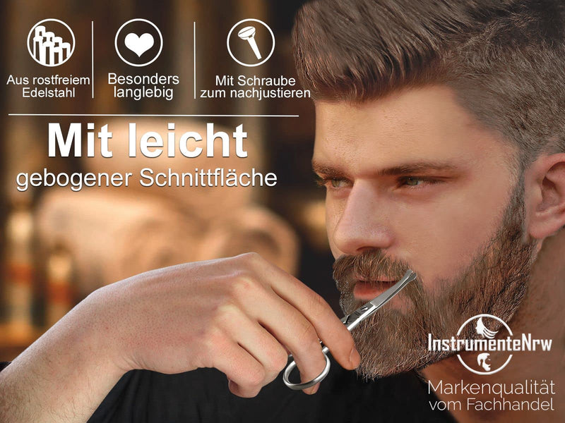 Beard Scissors From Solingen With Curved Cutting Surface, Hair Scissors, Nose Hair Scissors, Made In Germany, Mustache Scissors With One-Sided Micro-Teeth Made Of Rust-Proof Stainless Steel For - NewNest Australia