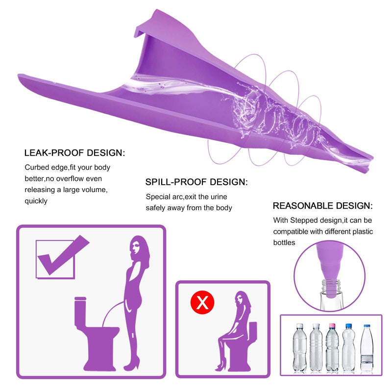 Female Urination Device,Reusable Silicone Female Urinal Foolproof Women Pee Funnel Allows Women to Pee Standing Up,Women's Urinal with Drawstring Bags is The Perfect Companion for Travel and Outdoor purple - NewNest Australia