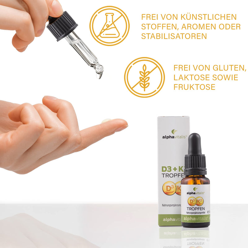 Vitamin D3 + K2 drops highly dosed & laboratory tested - 525 daily portions in MCT oil - K2 from MK7 99.7% ALL TRANS optimal bioavailability - NewNest Australia