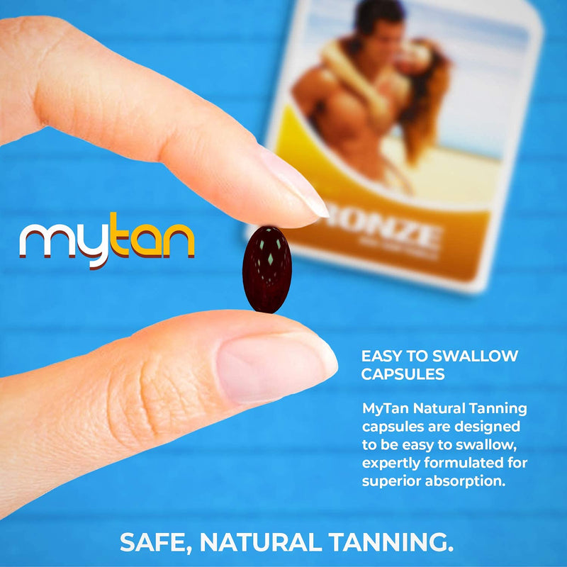 MyTan Bronze Tanning Pills | 100 Softgels | Tanning Tablets with Natural Mixed Carotenoids | Use with Or Without Sun For A Healthy, Safe Tan - NewNest Australia