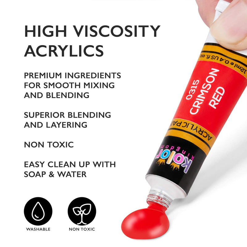 Acrylic Paint Set Color Paint Kit For Artists & Beginners Craft Paints for Paper,Canvas,Rock Painting,Wood,Ceramic & Fabric Vibrant -Non-Toxic including 3 paint brushes (24 set) 24 set - NewNest Australia