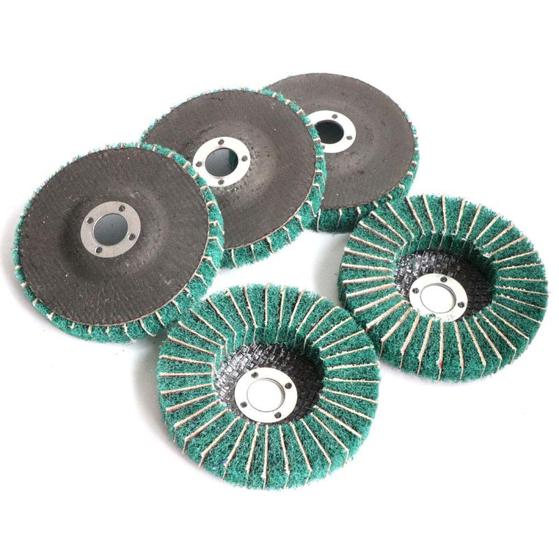 FPPO 5Pcs 4.5" x 7/8" Nylon Fiber Flap Disc Polishing Grinding Wheel,Scouring pad Buffing Wheel for Angle Grinder, Polishing Tools (Grit 120) grit 120 - NewNest Australia