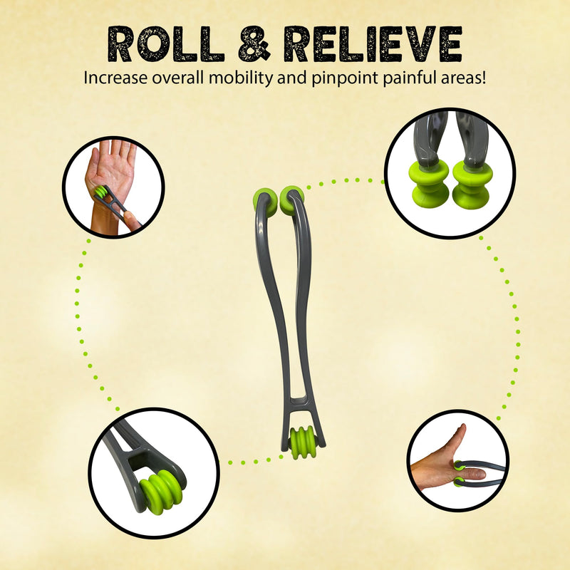 Resultsport 2 In 1 Finger & Hand Massager Roller - Non-Slip Handle Trigger Point Tool With 2 Massage Options For Blood Circulation, Stress Relief, Stiffness, Arthritis - NewNest Australia