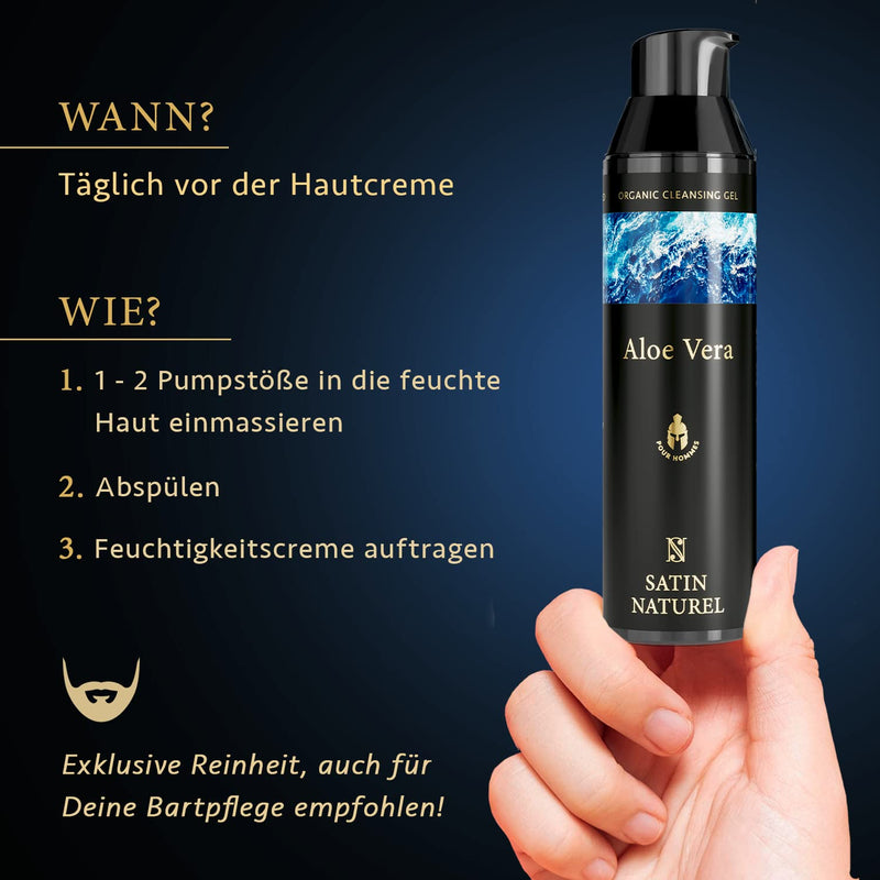 ORGANIC facial cleansing for men with aloe vera for intensive and delicate cleansing - against pimples, pores and blackheads - pore cleanser face 75ml - facial care vegan - Skincare Satin Naturel - NewNest Australia