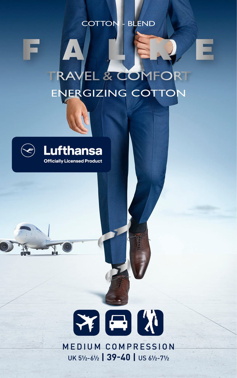 Falke Lufthansa Travel & Comfort Men'S Energizing Cotton Knee Socks Breathable Cotton Compression Stockings Elegant For Travel Long Standing Flights Invigorating The Legs 1 Pair - NewNest Australia