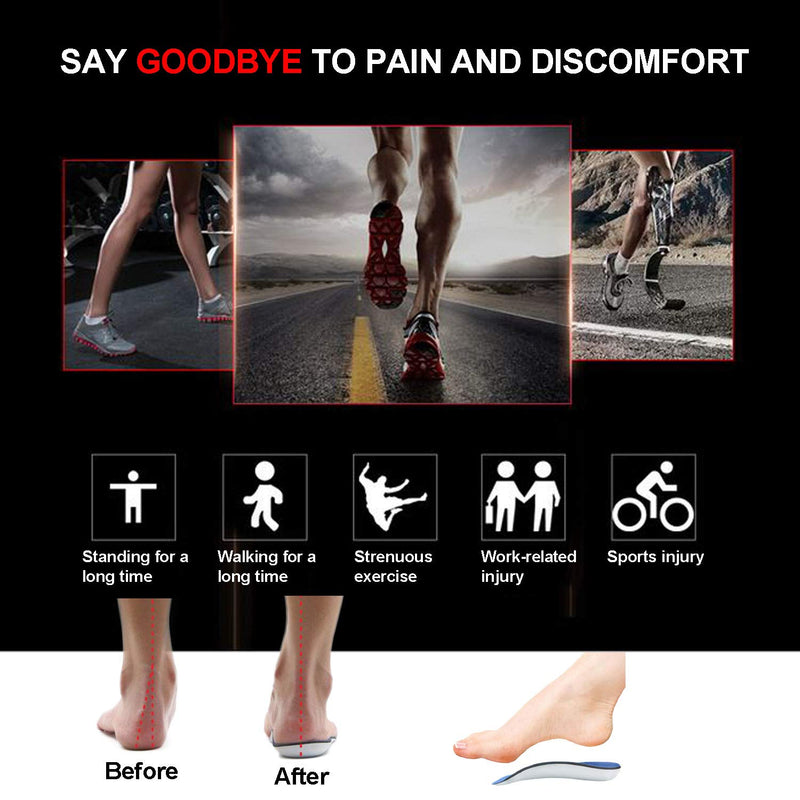 3/4 Length Plantar Fasciitis Insoles, Half Orthotic Inserts for Supination, Pronation, Oversupination, Flatfoot, Overpronation, Heel Spurs, Foot Pain Relief Arch Support Insoles for Men and Woman(XS) XS: UK (3-4.5) Blue + Grey - NewNest Australia