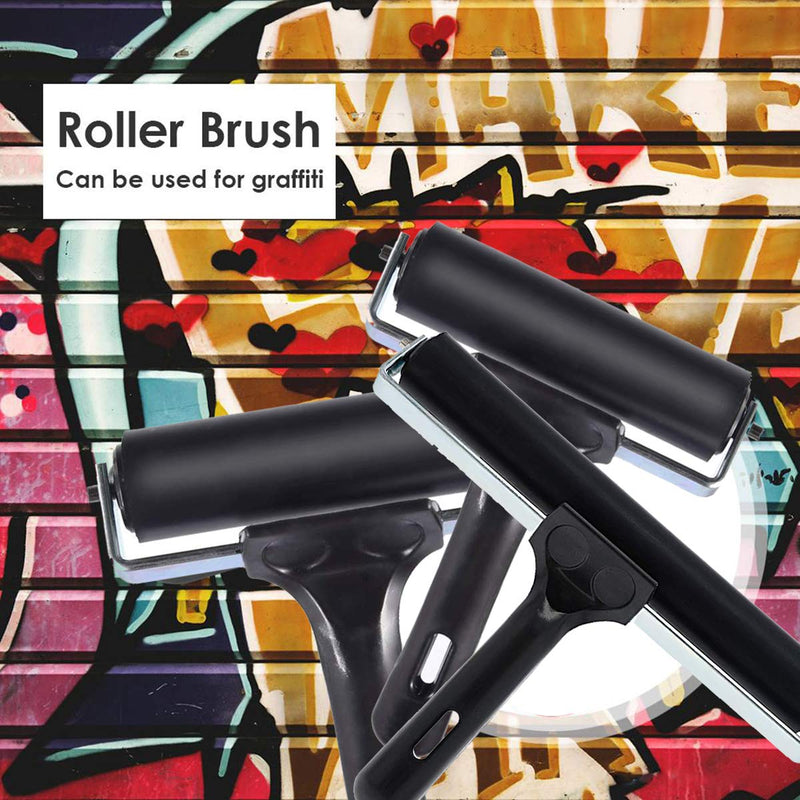 3 Pack Printmaking Brayers - Premium Brayer Rollers for Crafting, Hard Rubber Roller Brayers, Vinyl Roller Ink Paint Brush for Wallpapers Stamping Gluing Application (2.4’’, 4’’, 7.9’’) (Black) black - NewNest Australia