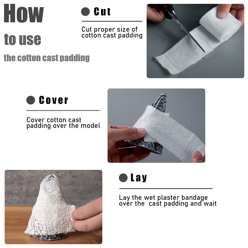12 Rolls Cast Padding Individual Pack Soft Cotton Undercast Padding Wrap Use with Plaster Cloth Gauze Bandage for Halloween Wrap Bandage Art, Body Casts, Mask Making, Craft (2 Inch x 8.8 ft) One Size - NewNest Australia