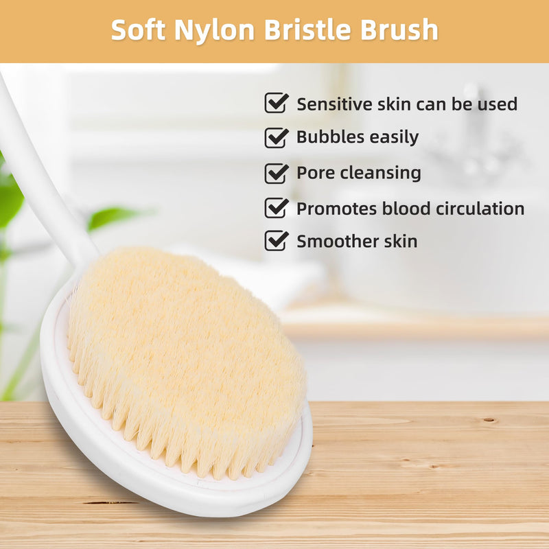 Fanwer Bath Brush with U-Shaped Long Handle, Shower Body Brush with Curved Handle, Cleaning Back Scrubber for Elderly, Disabled, Limited Mobility, Post-Surgery, Frozen Shoulder - NewNest Australia