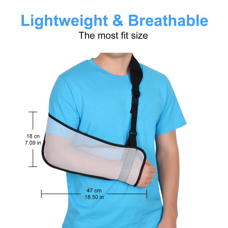 supregear Mesh Arm Sling, Adjustable Lightweight Comfortable Shoulder Arm Immobilizer Sling Breathable Right Left Shoulder Stabilizer Support for Injured Arm Elbow Wrist Hand (White) White - NewNest Australia