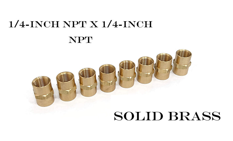 Pipe Fitting and Air Hose Fitings, Hex Nipple Coupling Set - 1/4-Inch NPT x 1/4-Inch NPT,Solid Brass, Female Pipe- 10 Piece - NewNest Australia