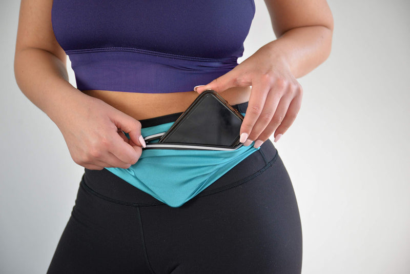 EvriFit Hip Pack, Adjustable No-Bounce Hydration Belt for Men and Women, Running Fanny Pack with Secure Zipper Pocket, Teal and Gray - NewNest Australia
