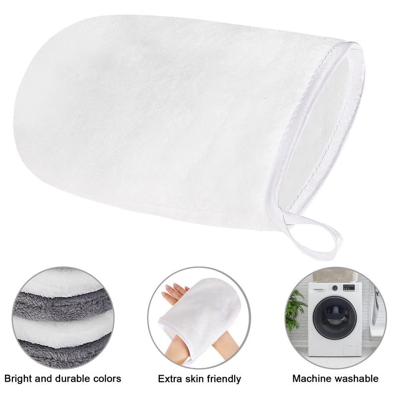 PHOGARY 8 Pcs Microfiber Wash Mitts Flannel Soft Wash Mitt Bath Spa Cloth Reusable Makeup Remover Gloves European Style Wash Cloth 15x21cm (White and Gray) - NewNest Australia
