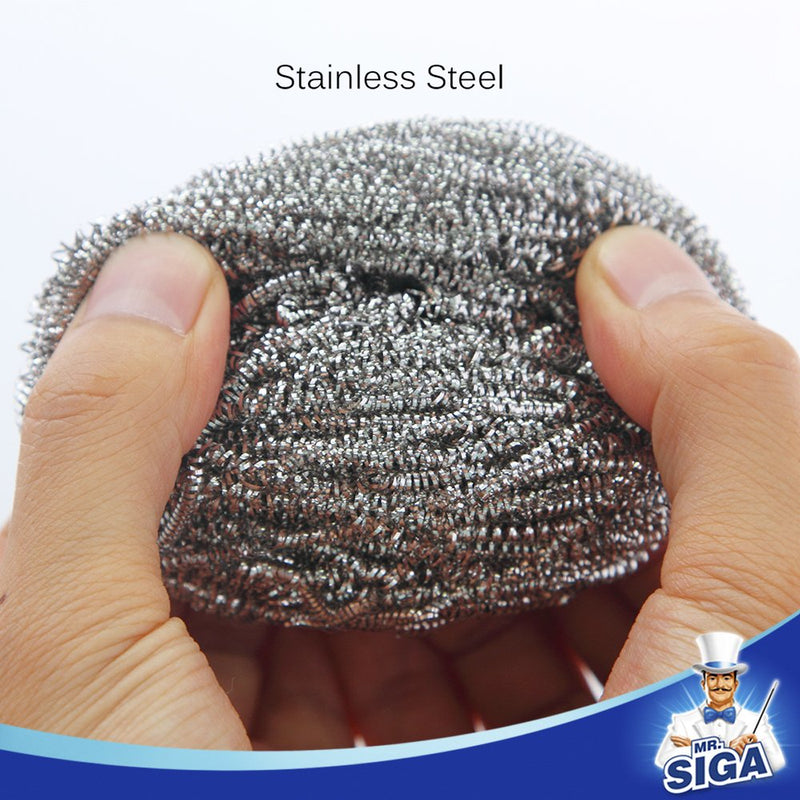 MR.SIGA Stainless Steel Scourer,Pack of 12,30g 12 Pack - Stainless Steel - NewNest Australia