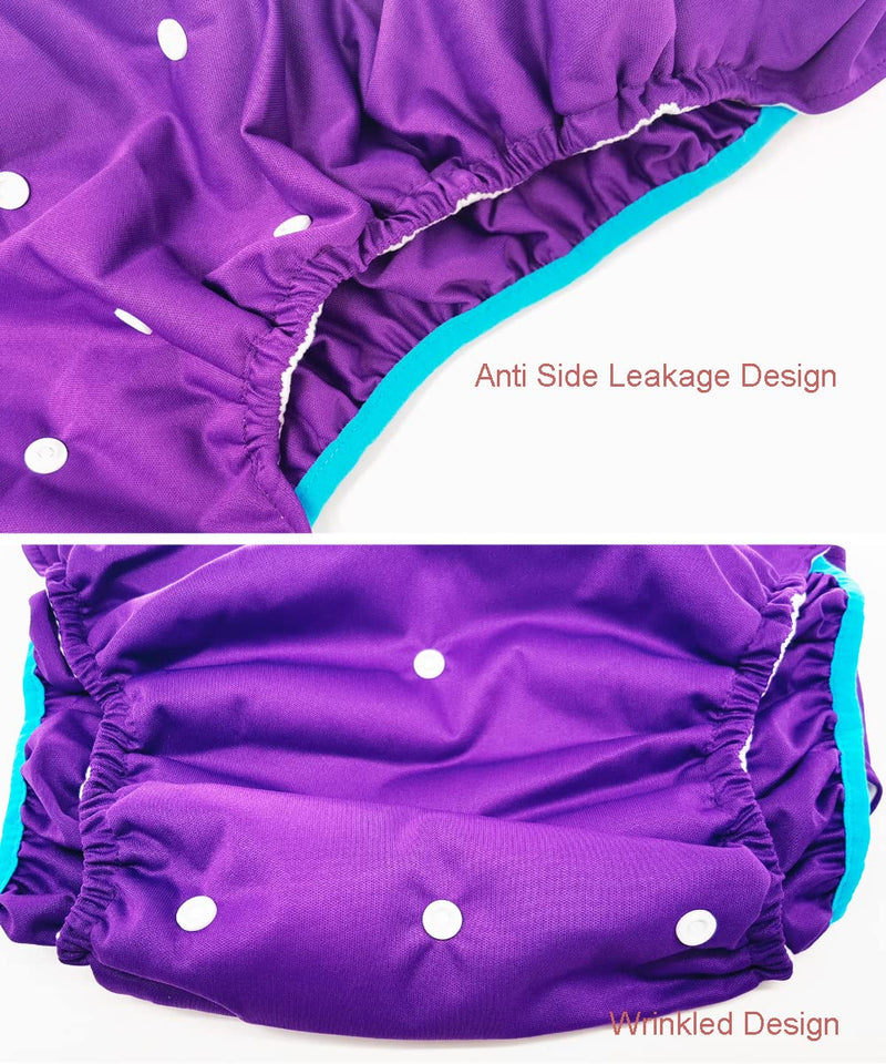 Incontinence Underwear for Men and Women, Washable Reusable Adult Diaper Pant, Adult Protective Underwear, Elderly Cloth Diaper, Easy to Dry Cloth Diaper, Cotton Diaper Pant, Leak Protection (Purple) Purple - NewNest Australia