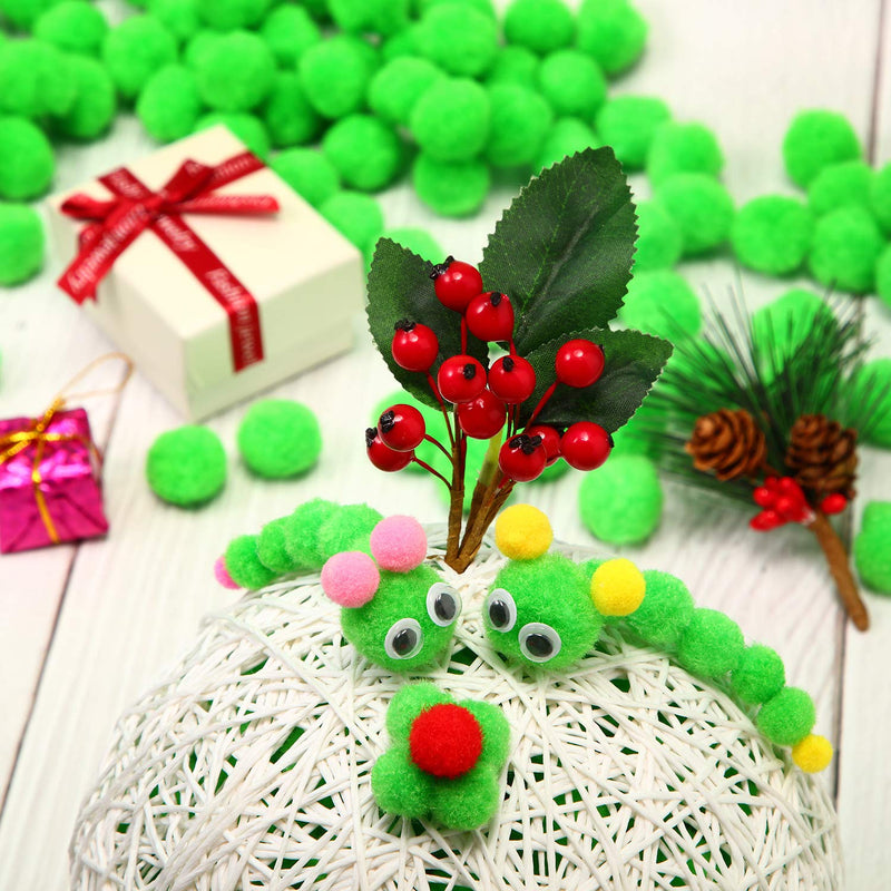 Shappy Christmas 500 Pieces 1 Inch Craft Pom Pom Balls for DIY Creative Crafts Decorations Kids Craft Project Home Party Holiday Decorations (Green) Fruit Green - NewNest Australia
