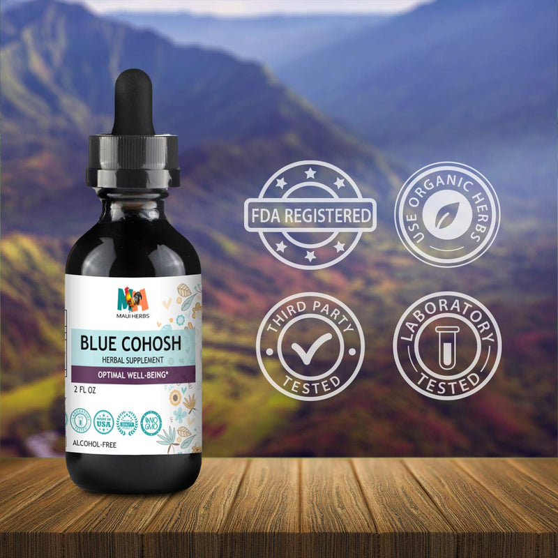 Blue Cohosh Tincture - Non-Alcohol Liquid Herbal Drops with Caulophyllum Thalictroides Root Extract for Uterus Support - Natural Non-GMO Supplement for Menstrual Cramps, Blood Flow - 2oz. - NewNest Australia