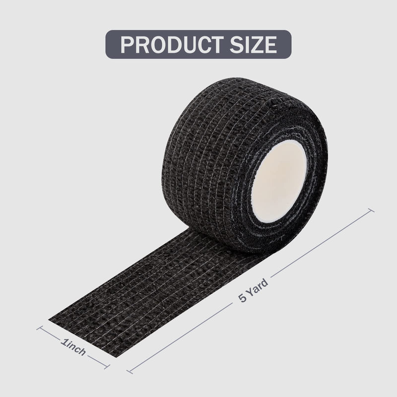 Ez Tattoo Grip Tape - Pack Of 24 (2.5 Cm X 4.5 M) Self-Adhesive Bandage For Swelling Of Wrist And Ankle Sprains, Disposable Roll Tattoo Grip Tube Tape For Tattoo Machine (Black) - NewNest Australia