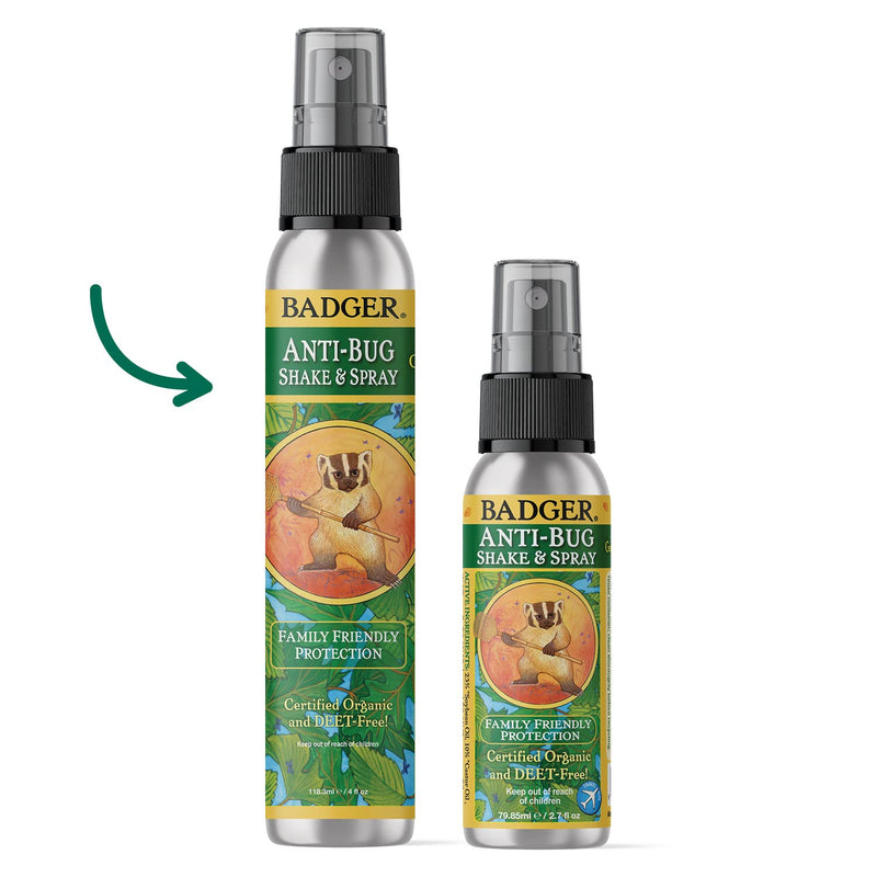 Badger - Anti-Bug Shake & Spray, DEET-Free Natural Bug Spray, Eco-Friendly, Certified Organic Mosquito Spray, Great for Kids, Insect Repellent, 4 Fl Oz (2 Pack) - NewNest Australia