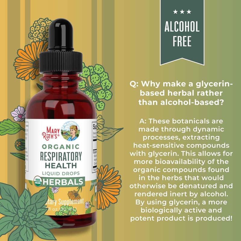 USDA Organic Respiratory Health Liquid Drops with Mullein Leaf, Marshmallow Root & Elderberry | Sinus Relief and Lung Cleanse Tonic Herbal Blend | Immune Support | Non-GMO | Vegan | 1 Fl Oz - NewNest Australia
