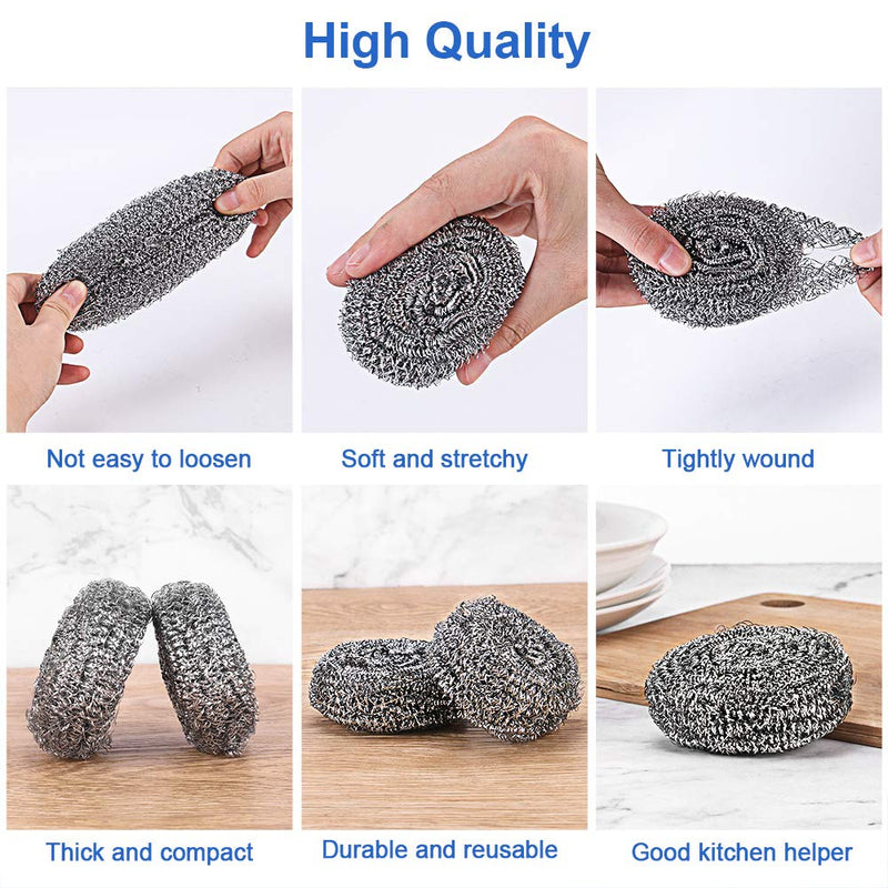 14Pack Upgraded Steel Wool Scrubbers by ovwo - Premium Stainless Steel Scrubber, Metal Scouring Pads, Steel Wool Pads, Kitchen Cleaner, Heavy Duty Cleaning Supplies - Especially for Tough Cleaning - NewNest Australia