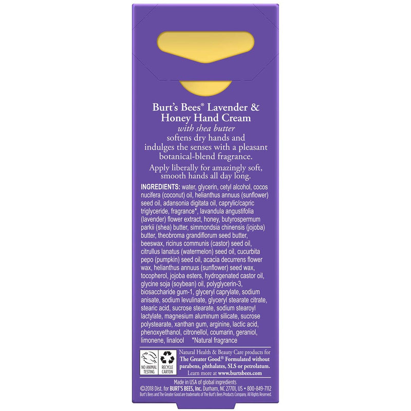 Burt’s Bees Moisturising Hand Cream with Shea Butter, Lavender and Honey, 1 Tube 28.3 g - NewNest Australia