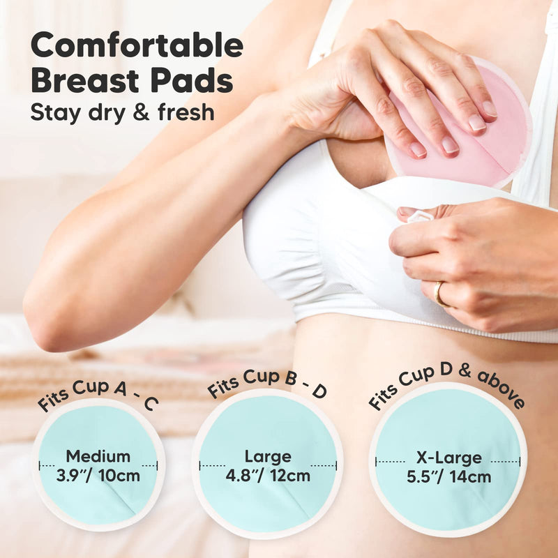 14-Pack Organic Bamboo Nursing Pads - Reusable Breast Pads for Breastfeeding, Nipple Pads, Washable Nursing Pad, Breastfeeding Pads for Leaking, Breast Milk Pads, Bra Pads (Pastel Touch, Medium 10cm) Pastel Touch - NewNest Australia