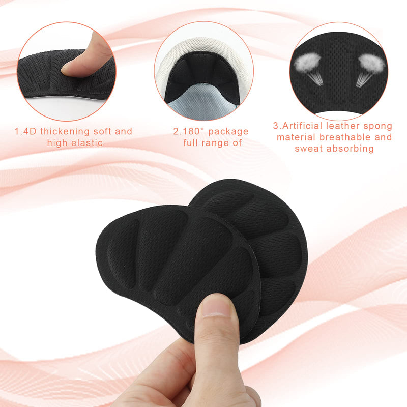 2 Pairs Heel Pads, Comfortable Heel Cushion Inserts Shoes Too Big Inserts Heel Cushion Liners Self Adhesive Shoe Protectors Heel Grips for Women Men Most Shoes (Black) Black One Size - NewNest Australia
