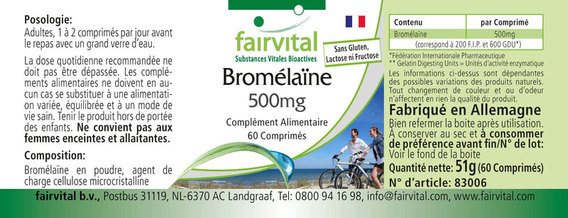 Fairvital | Bromelain 500mg - HIGH DOSE - VEGAN - 1200 FIP - Pineapple enzyme - 60 tablets - NewNest Australia